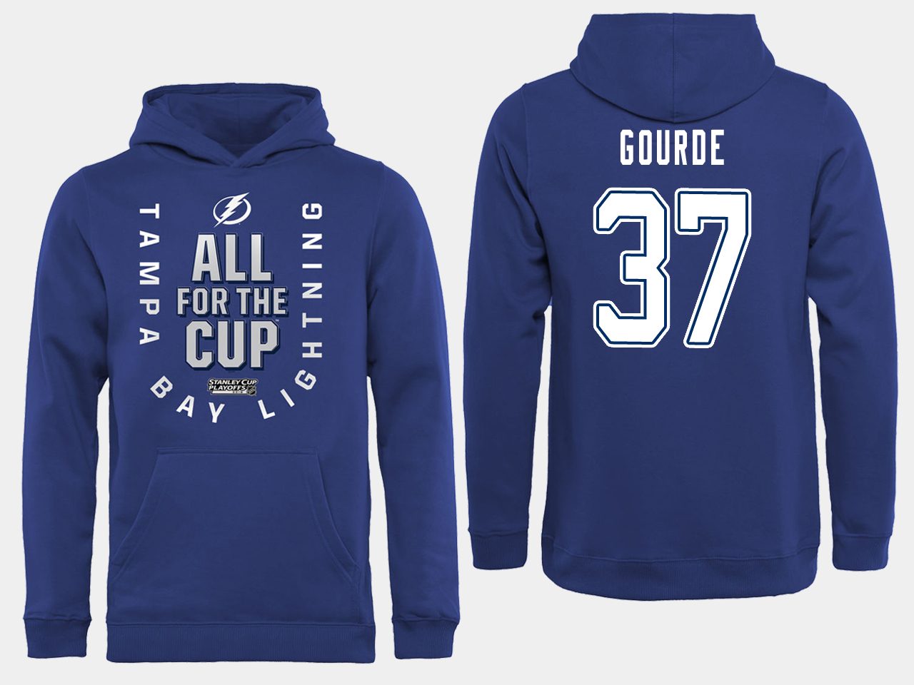 NHL Men adidas Tampa Bay Lightning 37 Gourde blue All for the Cup Hoodie